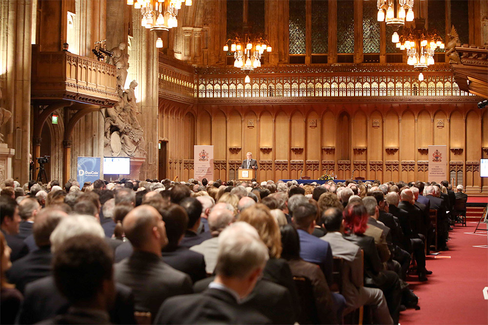 IV CEO and founder Nathan Myhrvold delivers his Tacitus Lecture at the City of London's Guildhall on February 22, 2018. Photograph copyright Jake Sugden.
